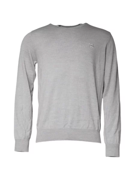 Pulover Dolce & Gabbana cu broderie cu decolteu rotund gri