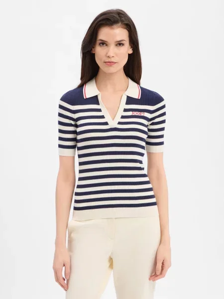 T-shirt z mieszanki w Imitacja dzianiny Model Kolo' Joop! niebieska