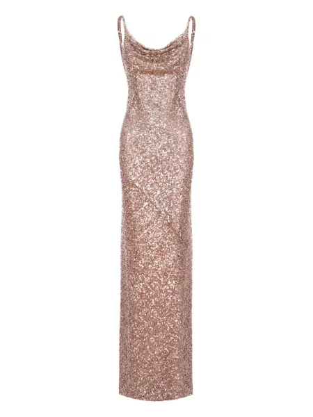 Rochie maxi Roserry cu paiete de costum auriu