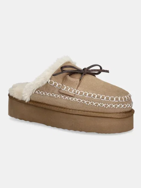 Kućne papuče od brušene kože Answear.LAB smeđa