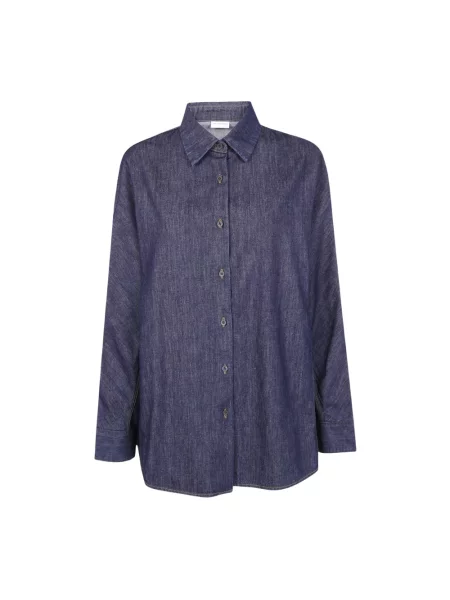 Bluzka Dries Van Noten z długim rękawem niebieska