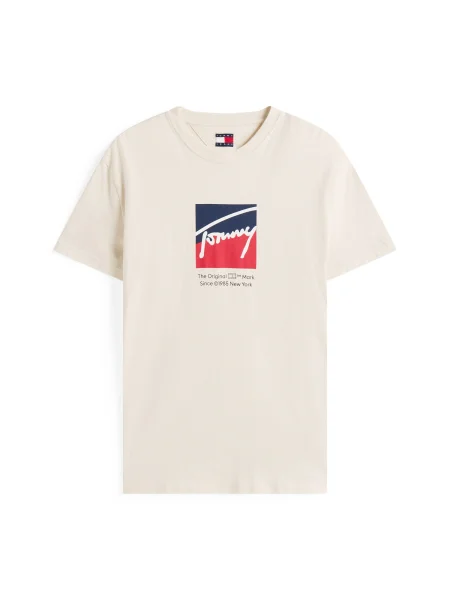 Tricou Tommy Jeans scurt bej