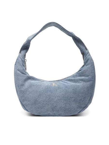 Ročna torba Calvin Klein Denim Soft Crescent Sm modra