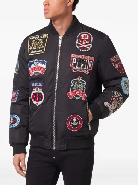 Geacă bomber Philipp Plein cu petice negru