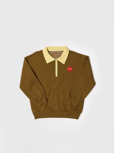 Maru + Bo Tréning póló TWO-TONE POLO LOVES YOU SWEATSHIRT' barna