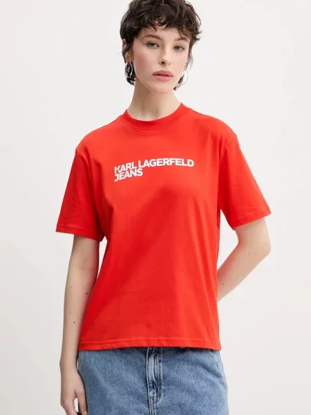 Тениска Karl Lagerfeld Jeans оранжево червено