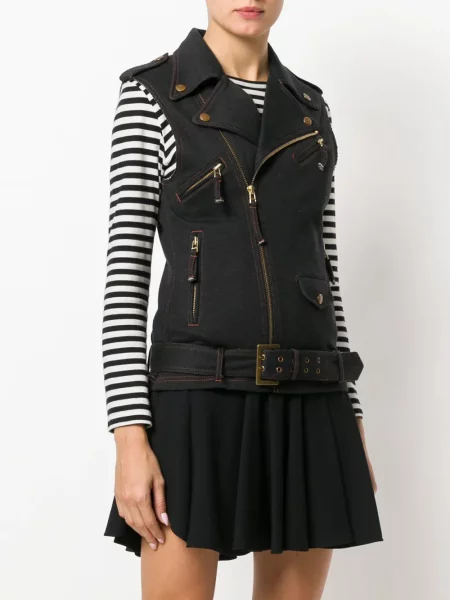 Bikerská džínová vesta Jean Paul Gaultier Pre-owned modrá