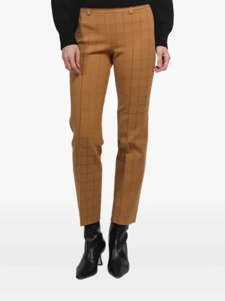 Pantaloni High Sport în carouri maro