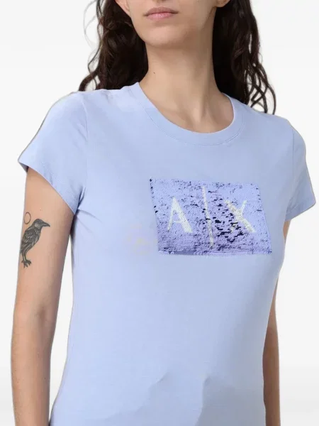 Tričko Armani Exchange s flitry modré