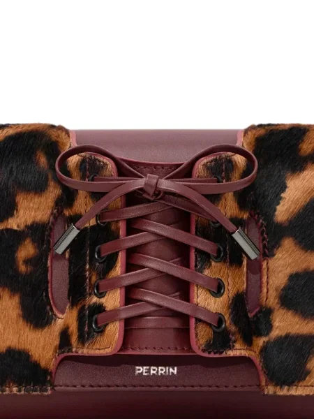Geantă plic Perrin Paris cu imagine cu model leopard maro