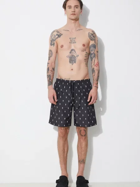 Купальні шорти Neil Barrett All-Over Micro Bolts Swim Long Shorts чорний