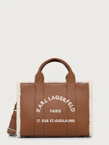 Geanta crossbody Karl Lagerfeld din piele de oaie maro