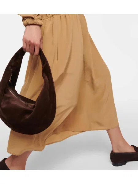 Rochie midi Joseph de mătase până la genunchi de costum maro