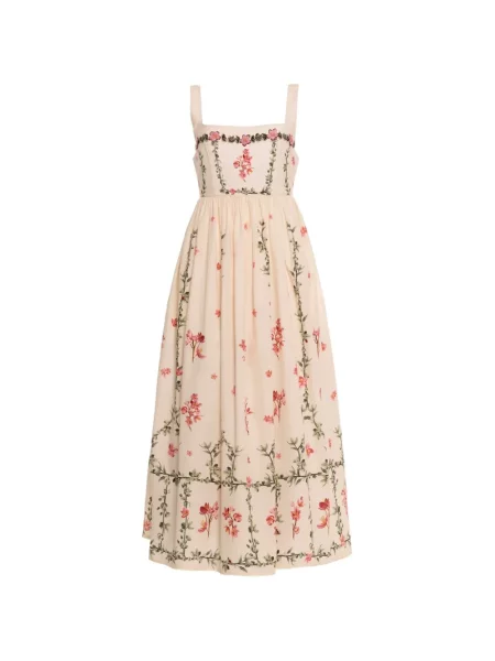 Rochie Agua By Agua Bendita cu broderie în linie A alb