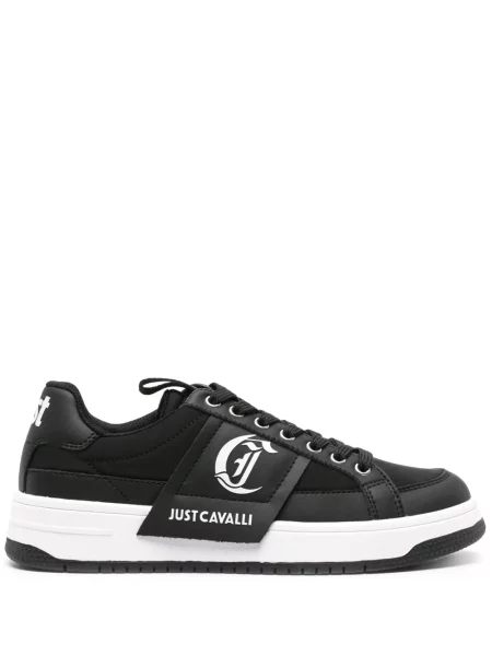 Sneakerși Just Cavalli din piele cu imagine negru