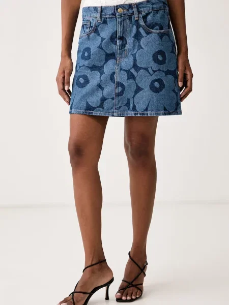 Marimekko fustă din denim albastru