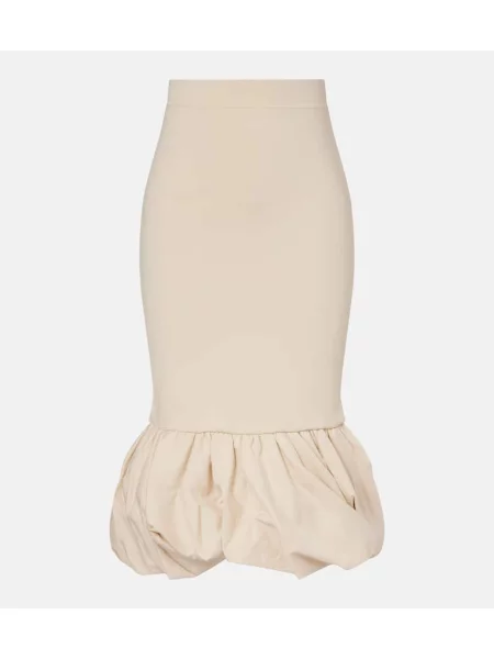Fustă midi Simkhai de in cu volane până la genunchi bej