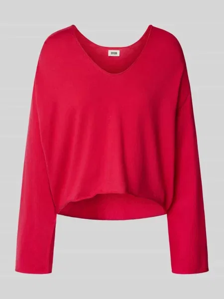 Sweter z dzianiny o kroju relaxed fit z dekoltem w serek model ‘SOMAIJA’ Drykorn