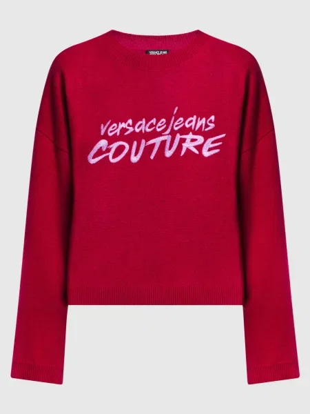 Джемпер з вишивкою логотипу Versace Jeans Couture бордовий
