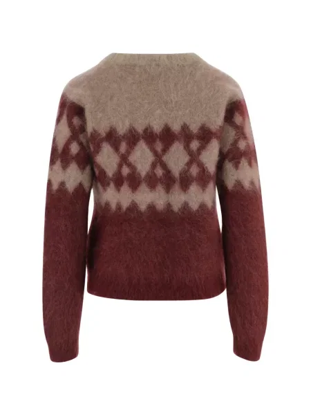 Pulover The Garment cu model argyle de mohair roșu