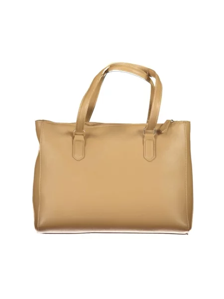 Lniana shopperka Valentino By Mario Valentino beżowa
