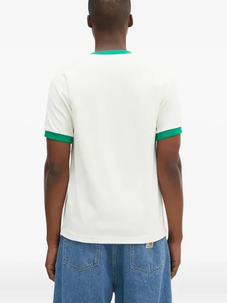 Tricou Adidas cu dungi cu broderie din velur albastru