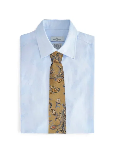 Cravată Etro de mătase cu model floral galben