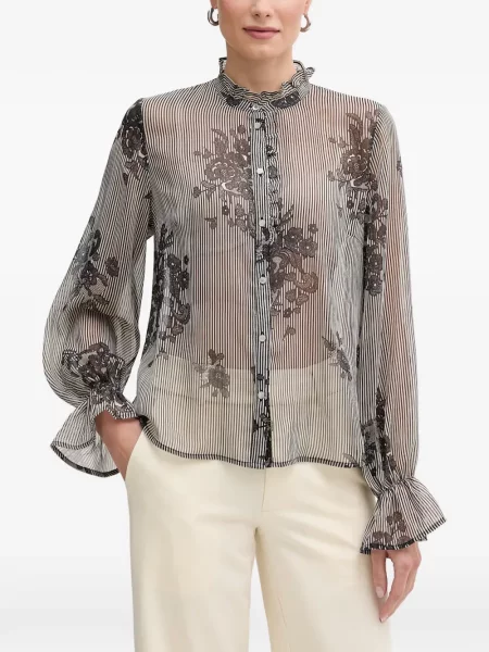 Bluză Morgan cu model floral cu volane negru