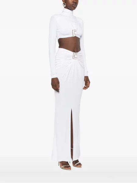 Decupat top Elisabetta Franchi cu autograf alb