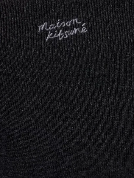 Top Maison Kitsune cu decolteu rotund gri