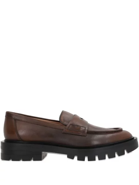 Kožené loafers Santoni hnědé