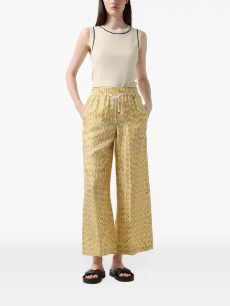 Pantaloni Bogner de mătase cu imagine cu imprimeu geometric galben