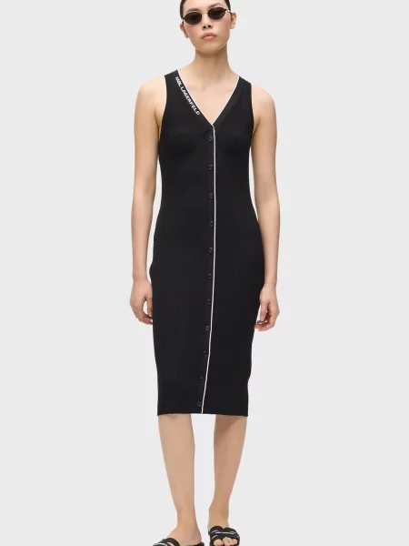 Трикотажна трикотажна сукня Karl Lagerfeld з автографом чорна