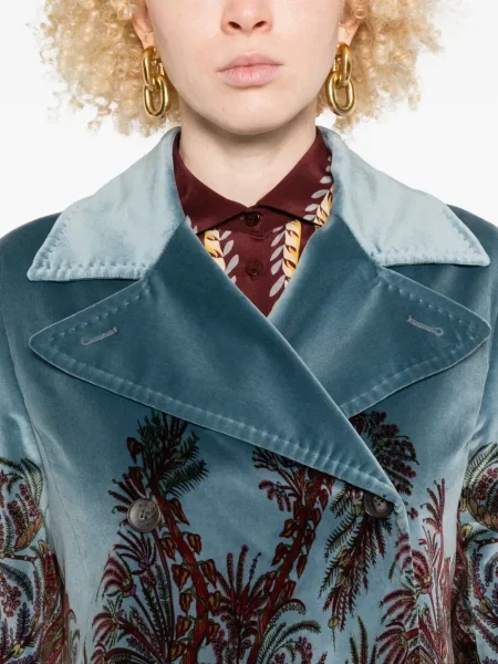 Geacă Etro de catifea cu model floral cu imagine albastru