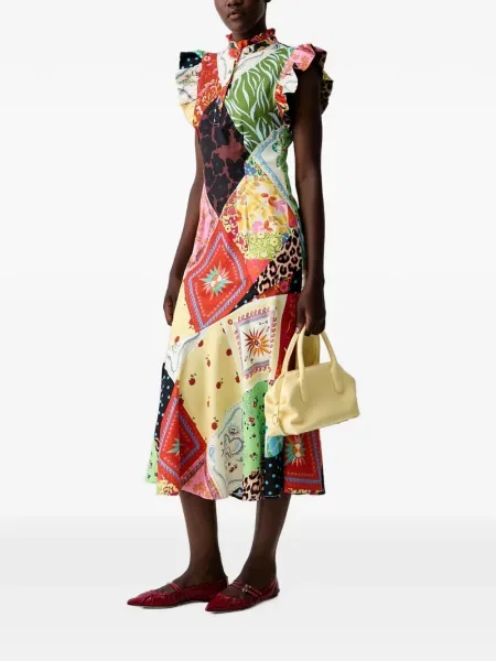 Rochie midi Never Fully Dressed cu volane galben