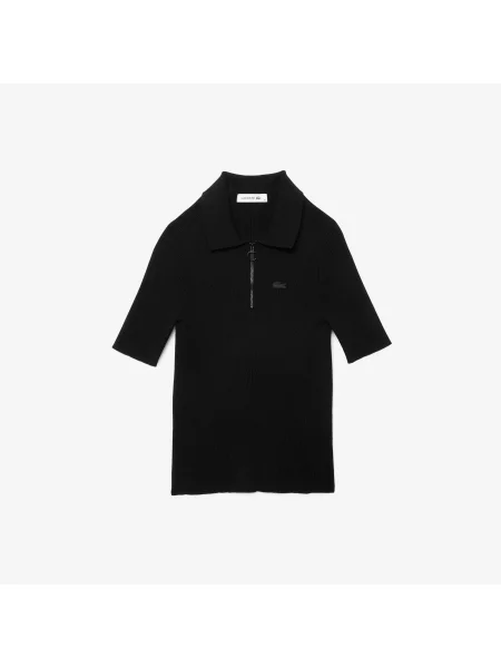 Lacoste Koszulka Polo 3D Z Prążkowanej Dzianiny czarna