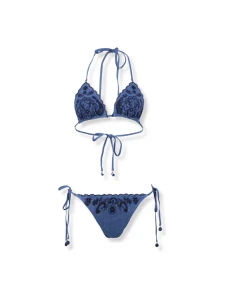 Haftowane bikini Zimmermann niebieskie