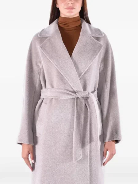 Cu centură palton Weekend Max Mara gri