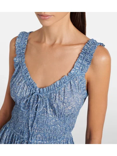 Rochie midi Dôen cu model floral albastru
