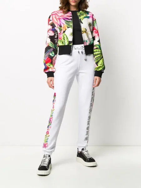 Gėlėtos bėgimas kelnės Philipp Plein balta