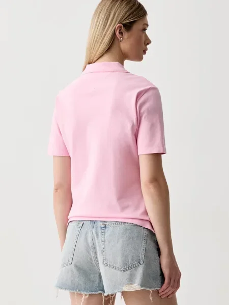 Tommy Hilfiger Тениска с яка дамска с розово