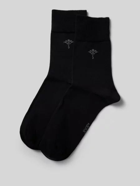 Skarpety JOOP! Collection;Mieszanka bawełny ekologicznej z dodatkiem streczu;Zestaw 2 szt.;Nadruk z logo;Elastyczne prążkowane ściągacze czarne