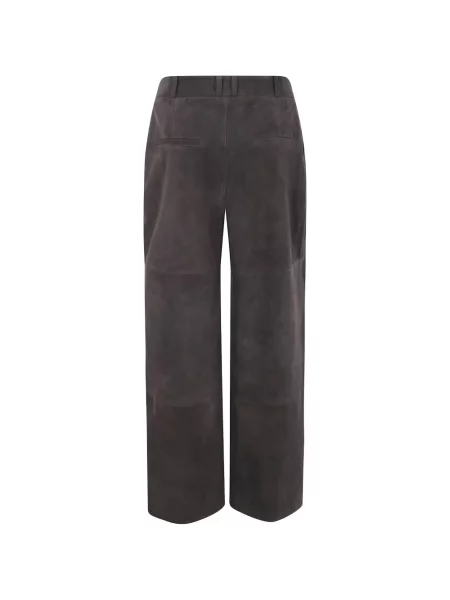 Pantaloni The Jackie Leathers din piele de căprioară maro