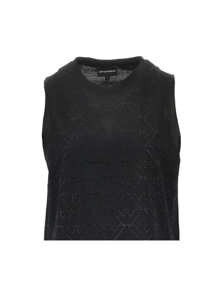 Top Emporio Armani na ramiączkach z dżetami czarny