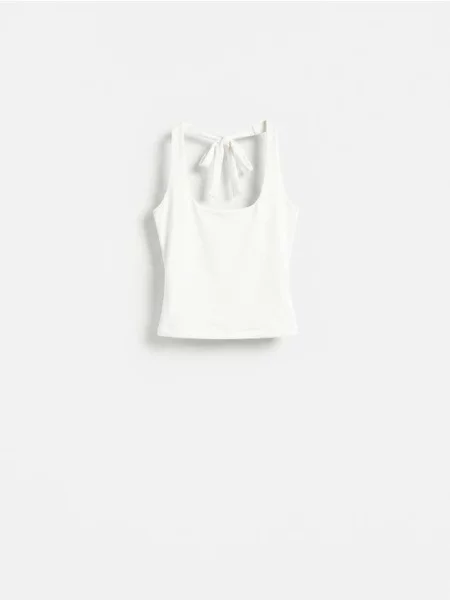 Reserved Top legat alb