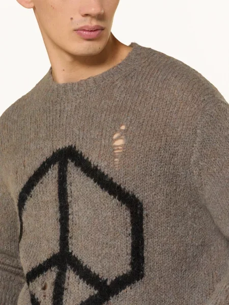 AllSaints sweter z dodatkiem wełny MESSAGE lekki szary