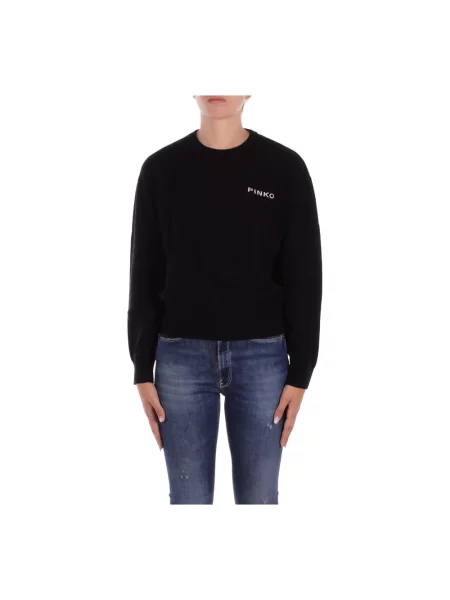 Sweter Pinko wełniany z nadrukiem czarny