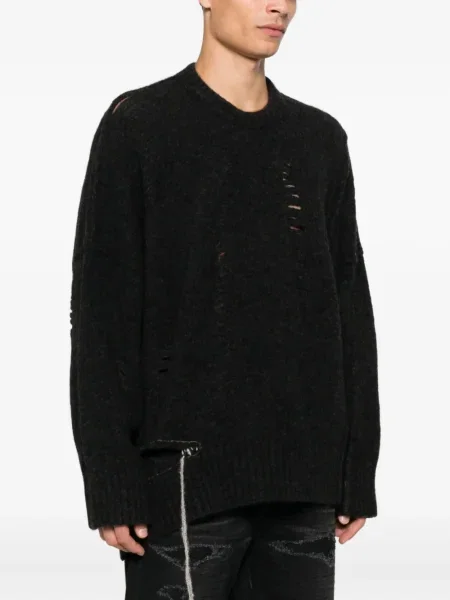 Svetr Isabel Benenato s oděrkami z merino vlny šedý