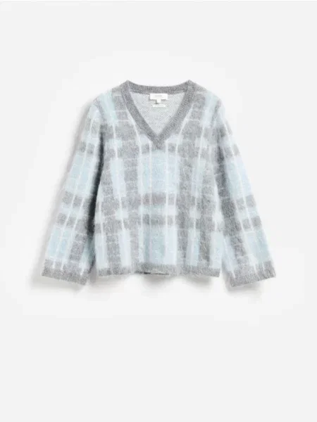 Reserved Pulover cu amestec de mohair multicolor