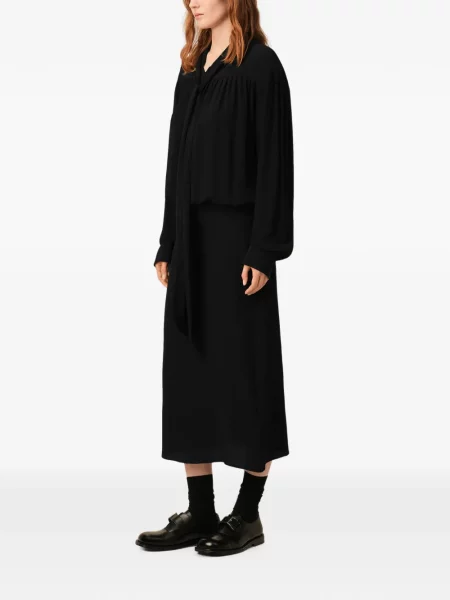 Rochie midi Ami Paris de mătase negru